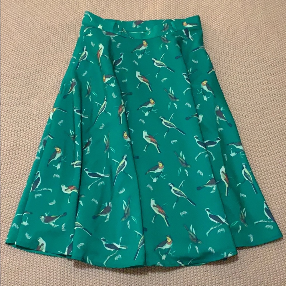 A-Line Bird Print ModCloth skirt size Small
